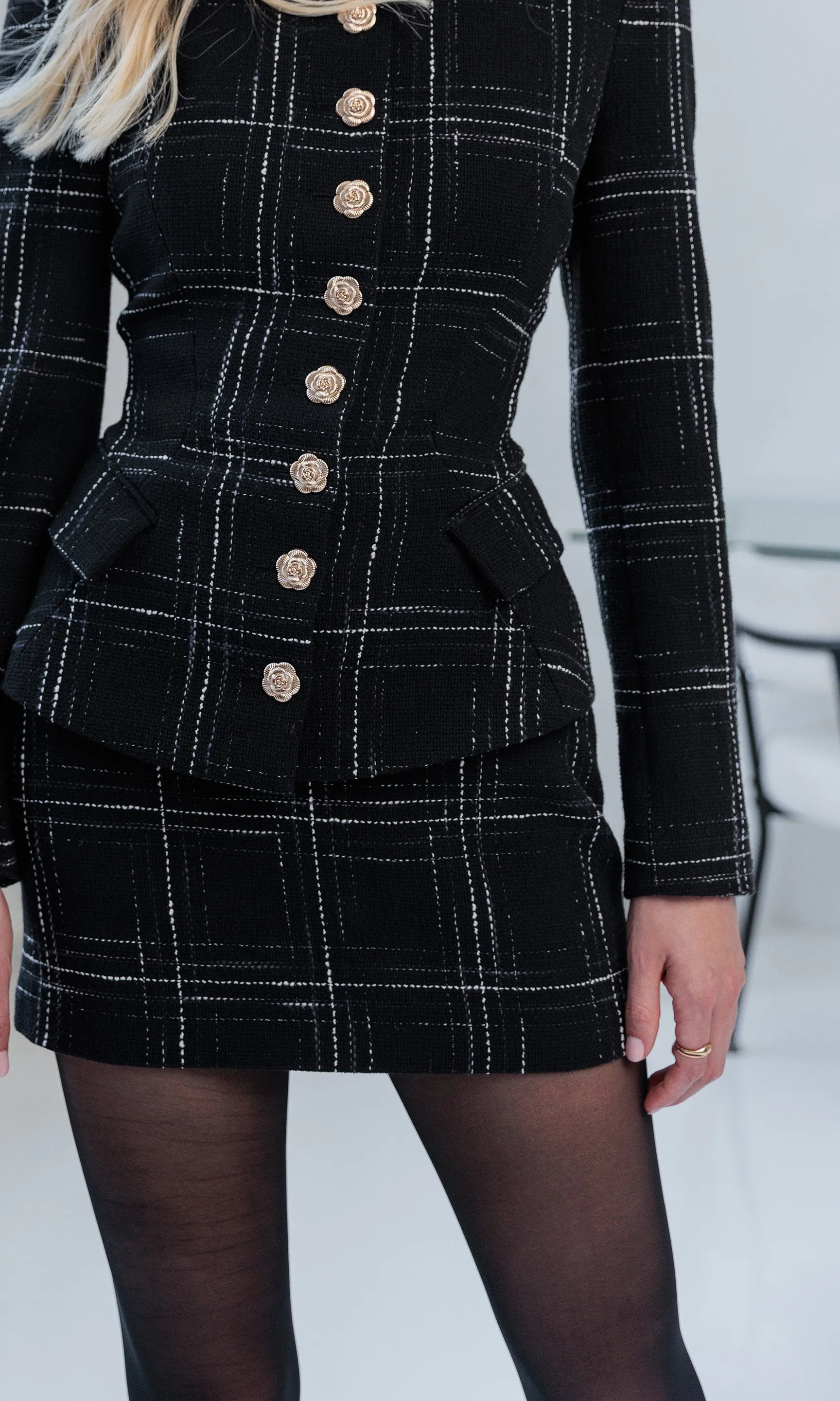 Kendra Windowpane Tweed Skirt sold by Generation Love product image thumbnail 4