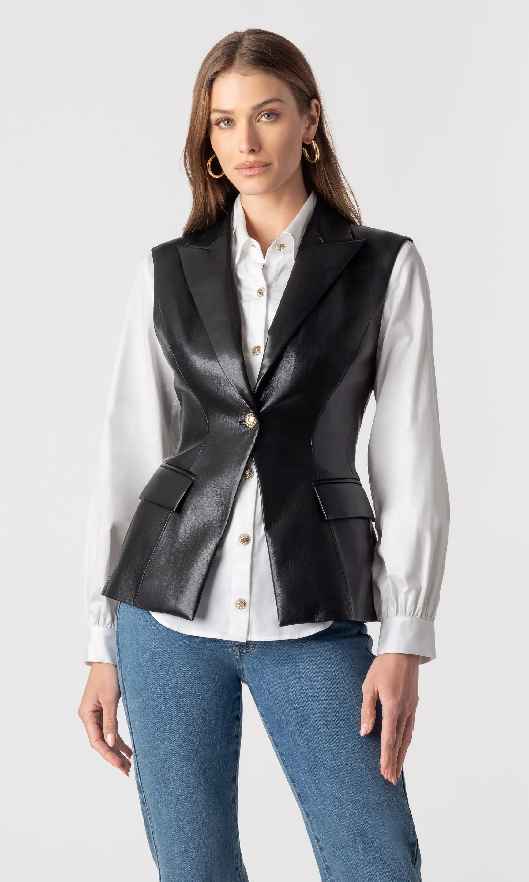 Rialto Vegan Leather Sleeveless Blazer sold by Generation Love product image thumbnail 5