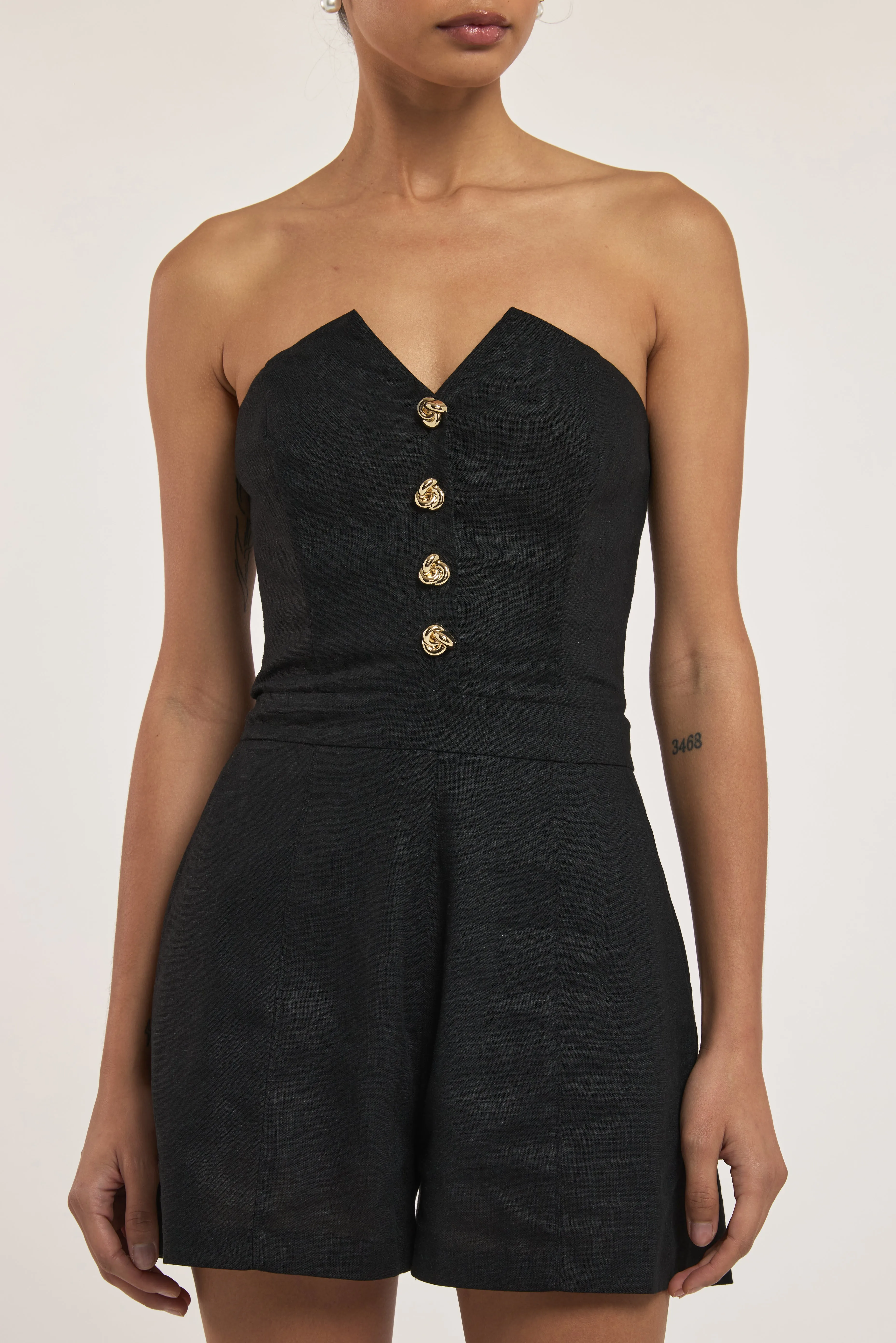 Carine Linen Romper sold by Generation Love