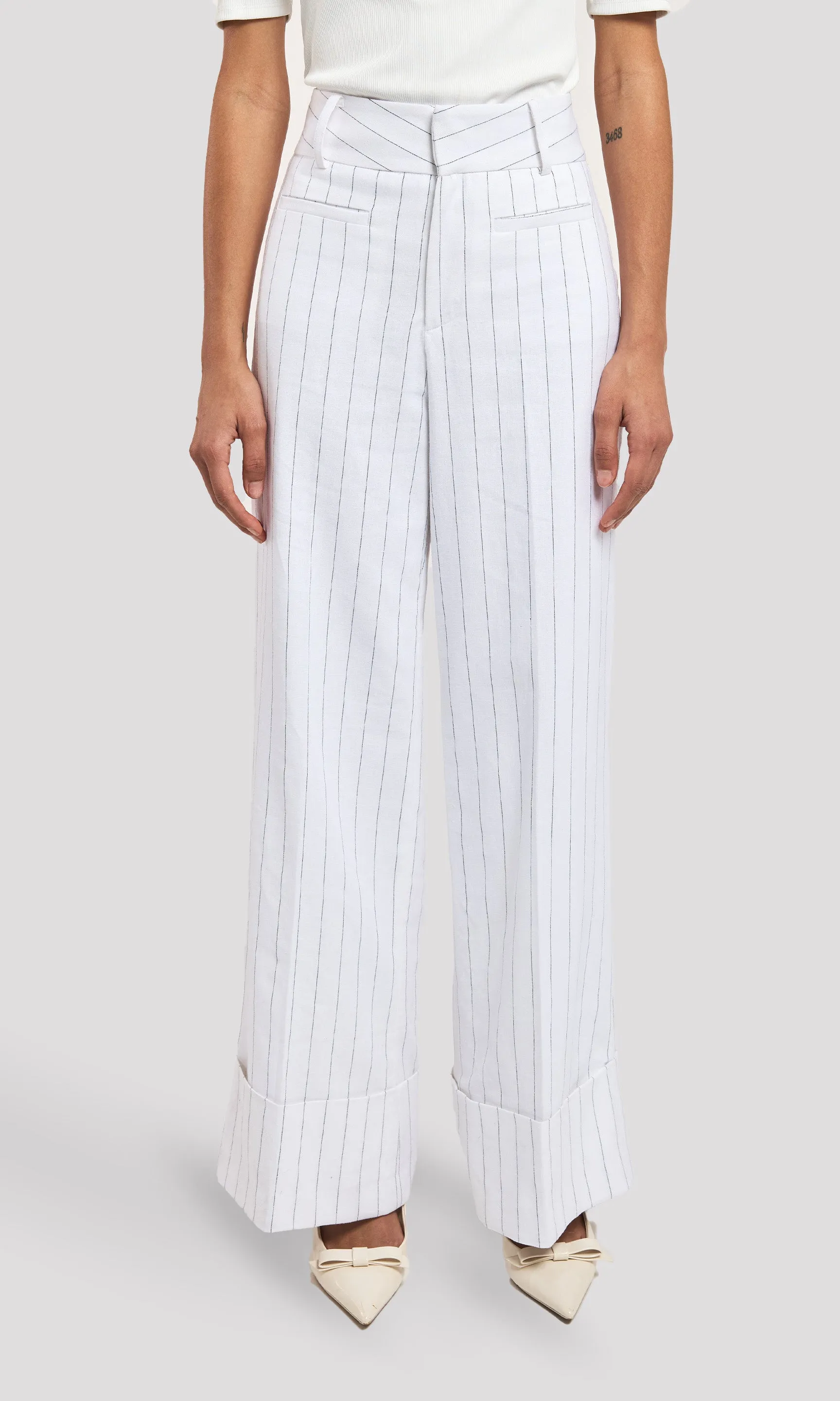Raquel Pinstripe Linen Pants sold by Generation Love