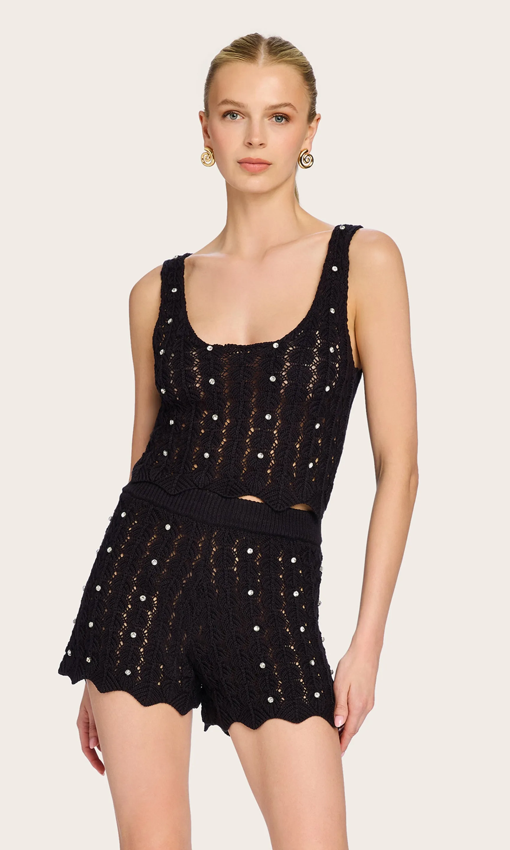 Sol Crystal Pointelle Knit Tank sold by Generation Love product image thumbnail 3