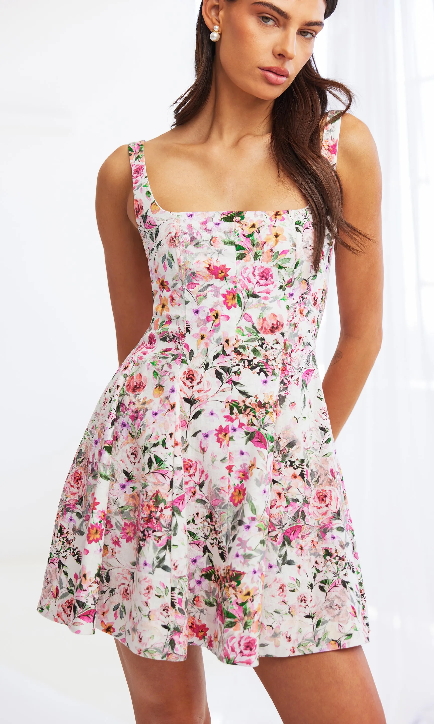 Courtney Floral Linen Dress sold by Generation Love
