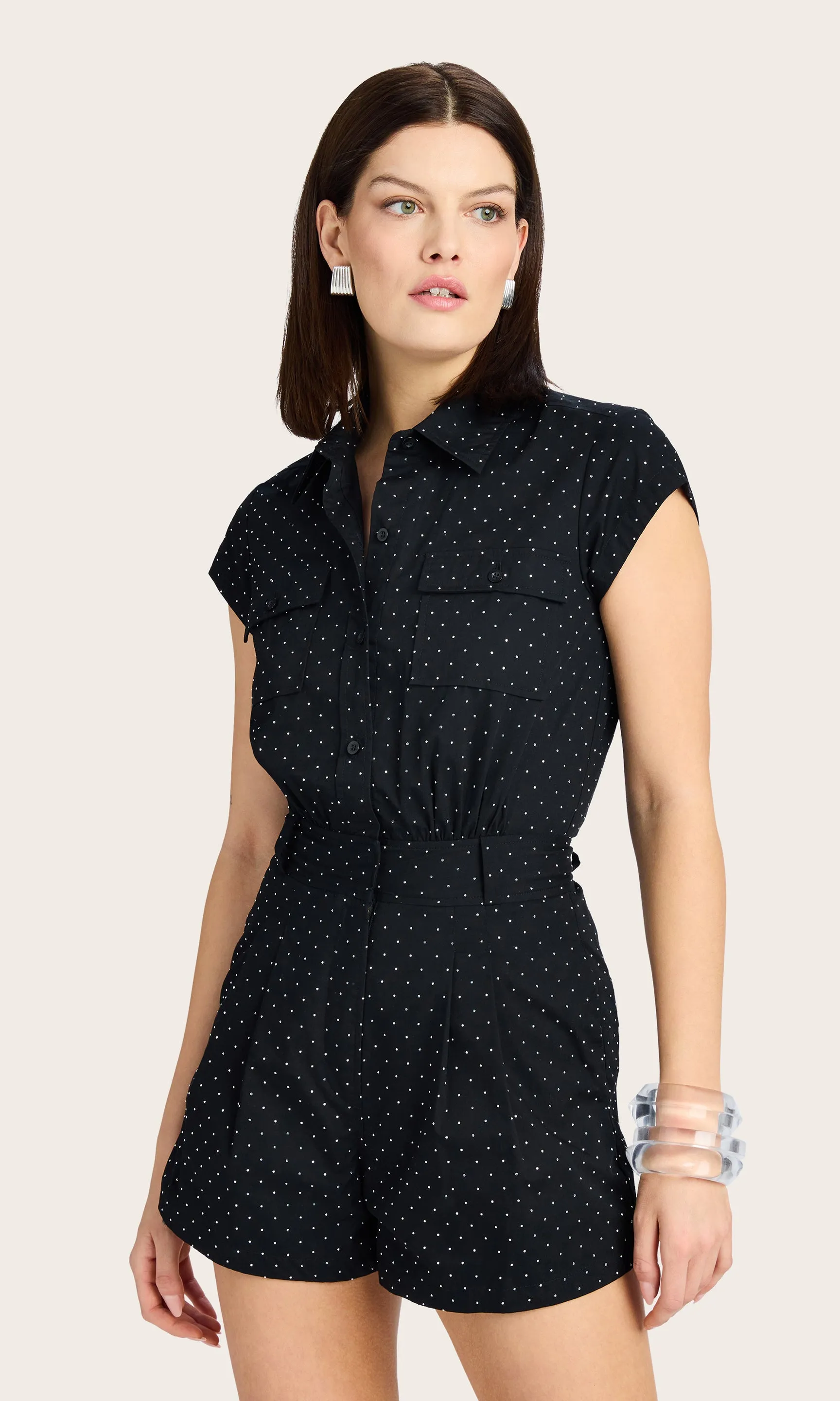 Morgan Crystal Poplin Romper sold by Generation Love product image thumbnail 2