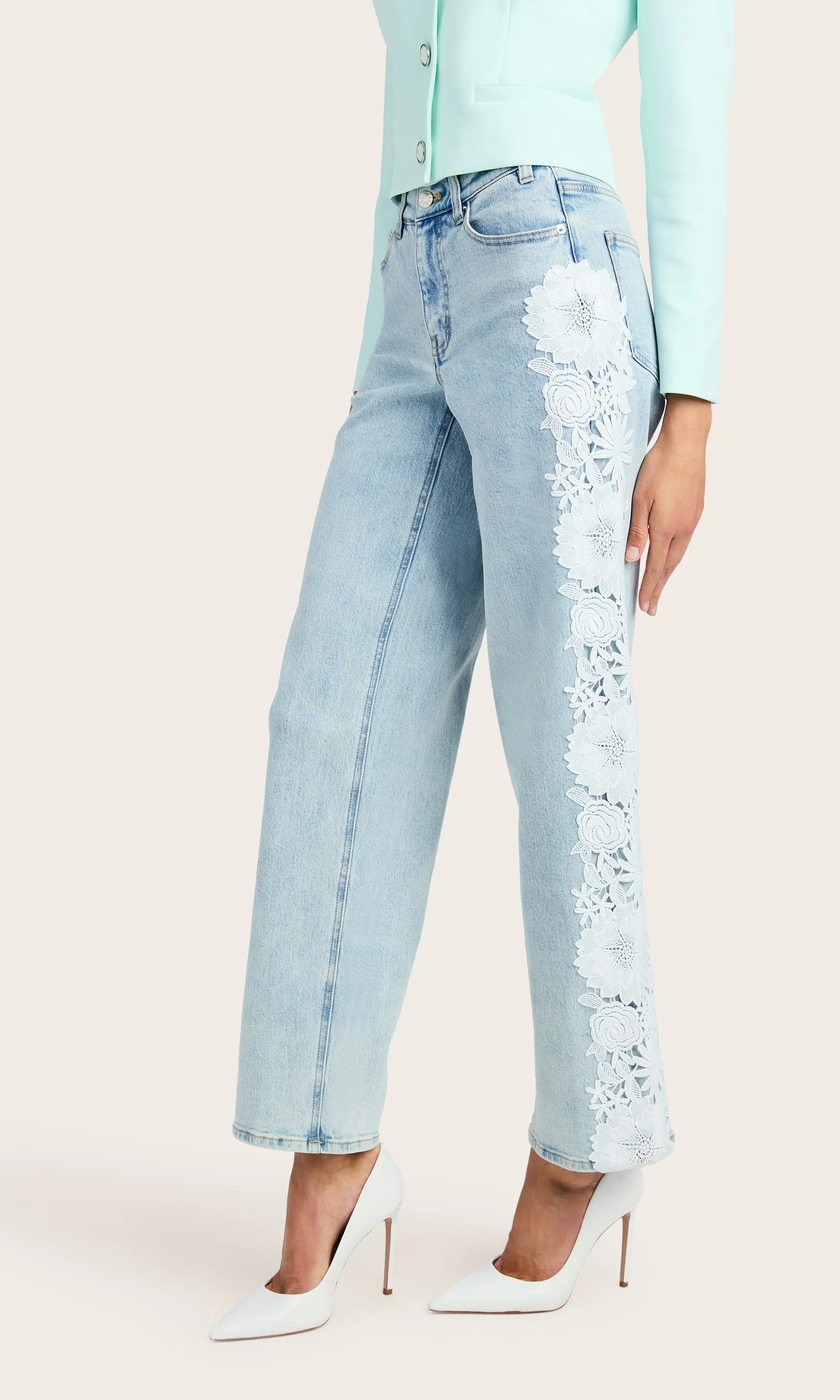 Jethro Lace Combo Denim Jeans sold by Generation Love product image thumbnail 4