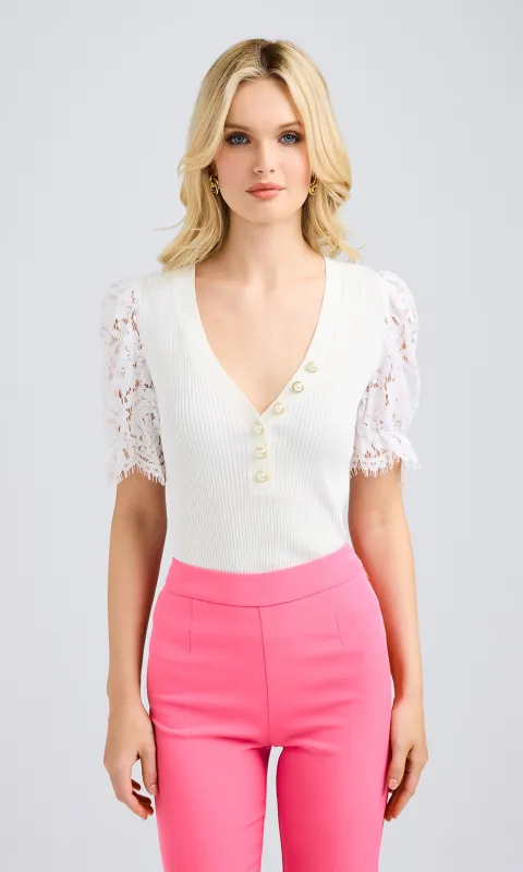 Meryl Lace Combo Sweater made by Generation Love