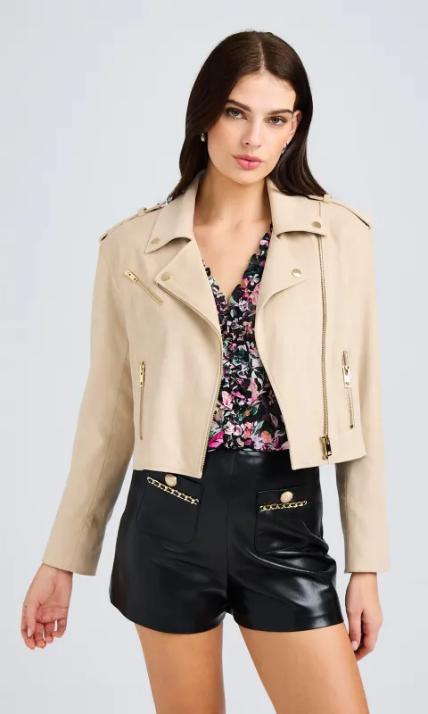 Cosita Vegan Suede Moto Jacket sold by Generation Love