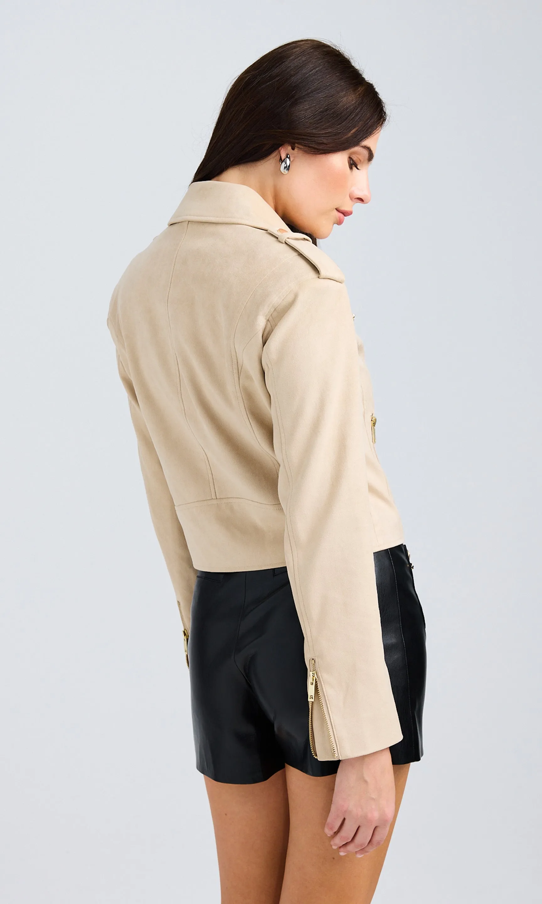 Cosita Vegan Suede Moto Jacket sold by Generation Love product image thumbnail 5