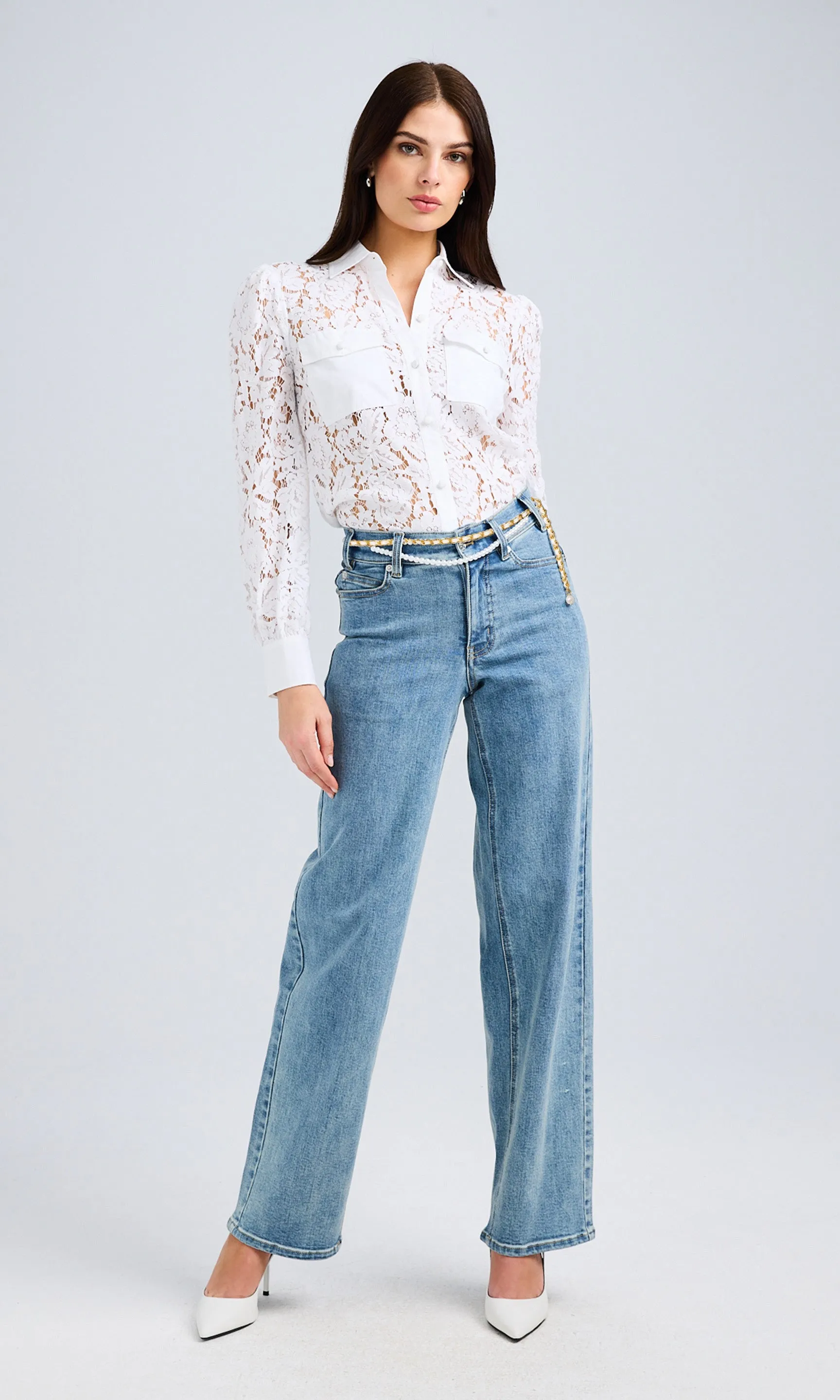 Anisa Lace Poplin Combo Shirt sold by Generation Love product image thumbnail 3