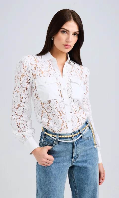 Anisa Lace Poplin Combo Shirt sold by Generation Love