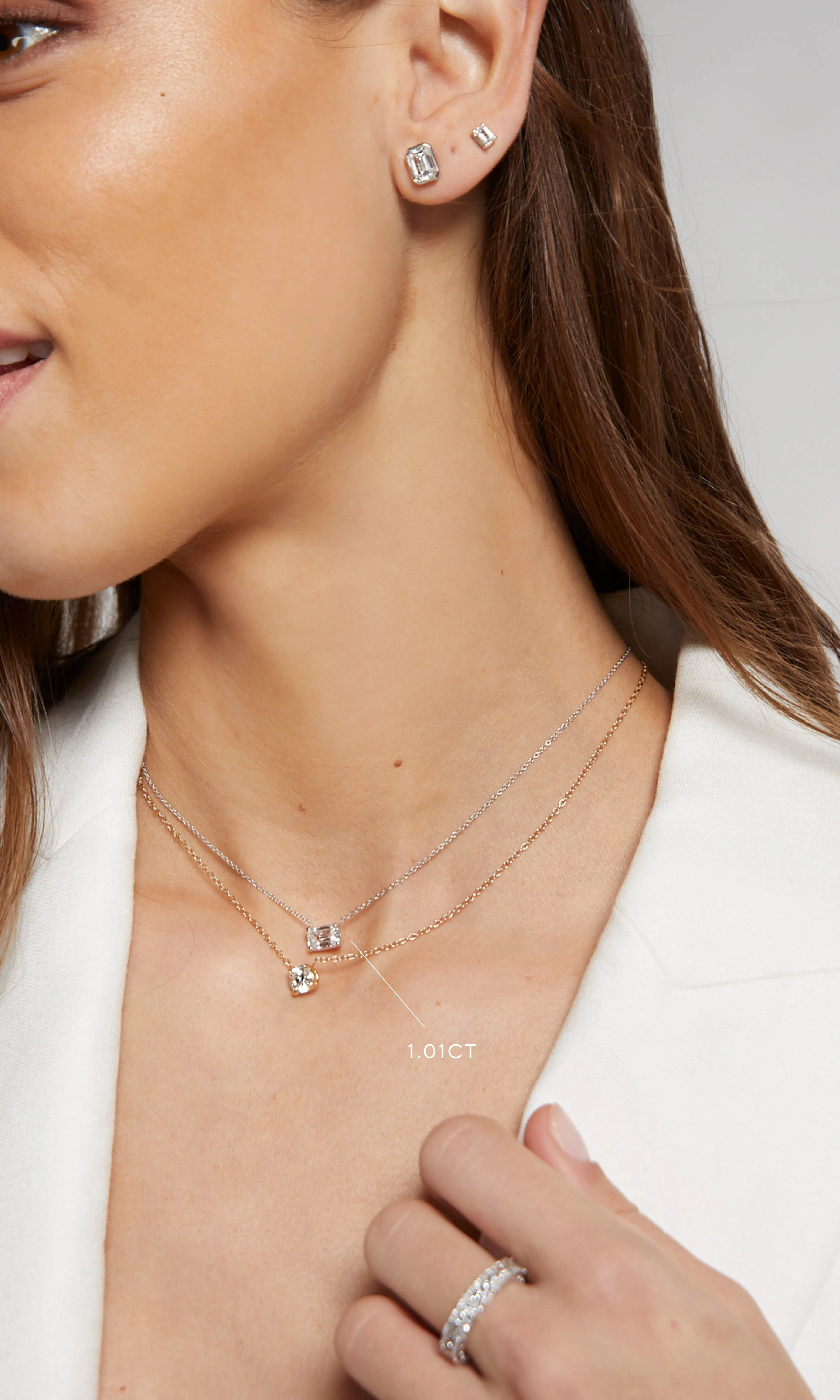 CHERIE EMERALD CUT EAST WEST PENDANT NECKLACE 1.01 Carat sold by Generation Love product image thumbnail 2