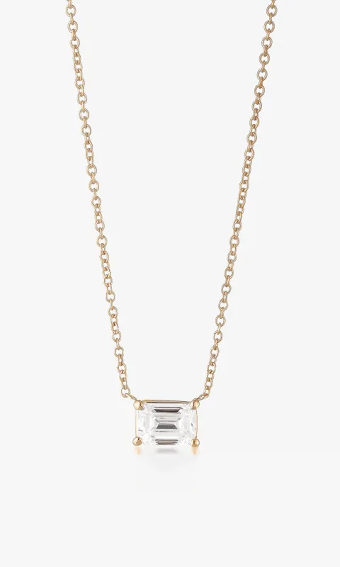CHERIE EMERALD CUT EAST WEST PENDANT NECKLACE 1.01 Carat sold by Generation Love