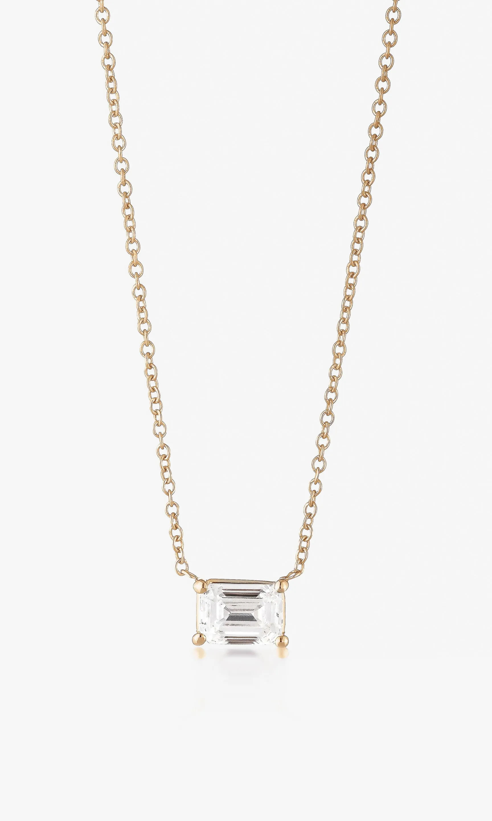 CHERIE EMERALD CUT EAST WEST PENDANT NECKLACE 1.01 Carat sold by Generation Love