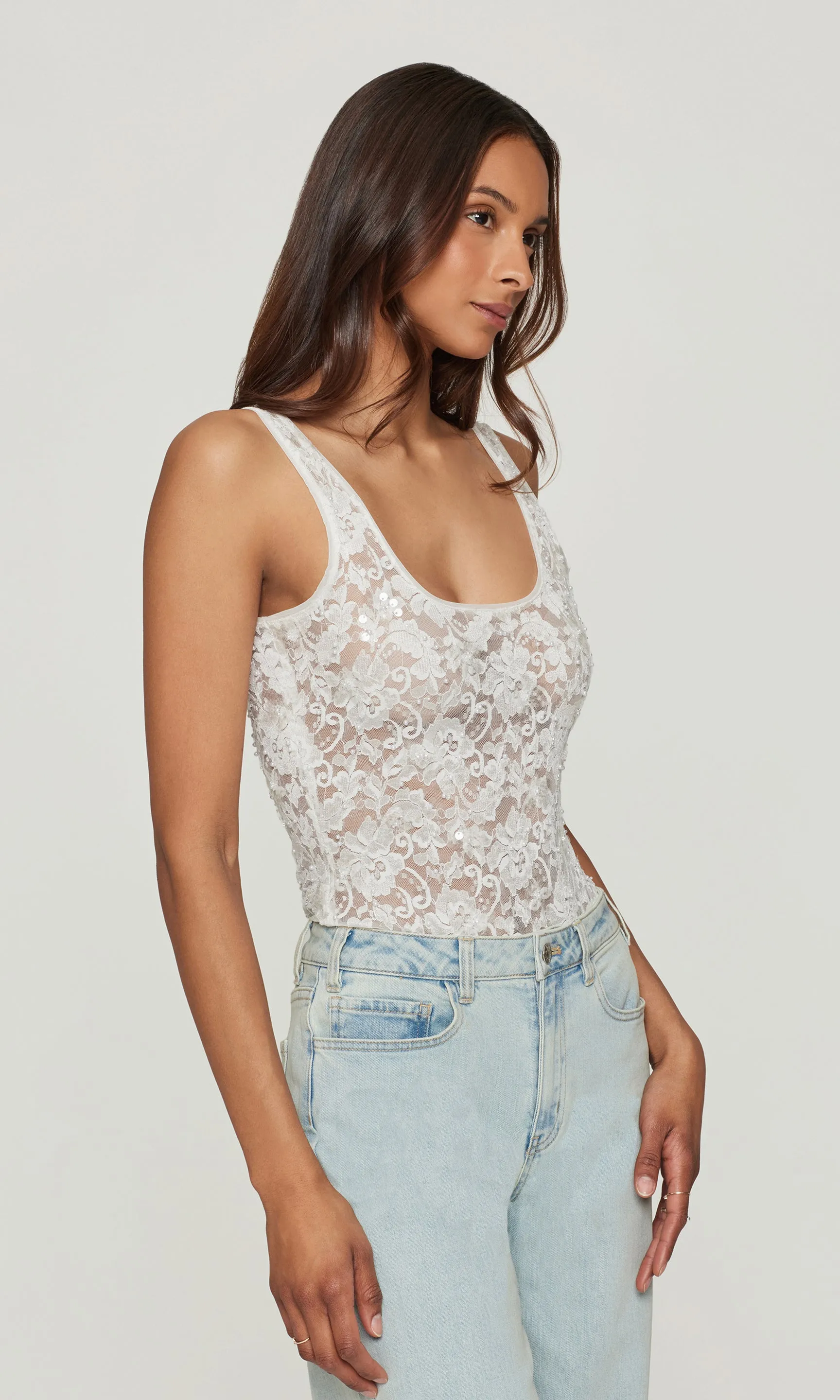 Dina Sequin Lace Bodysuit sold by Generation Love product image thumbnail 5