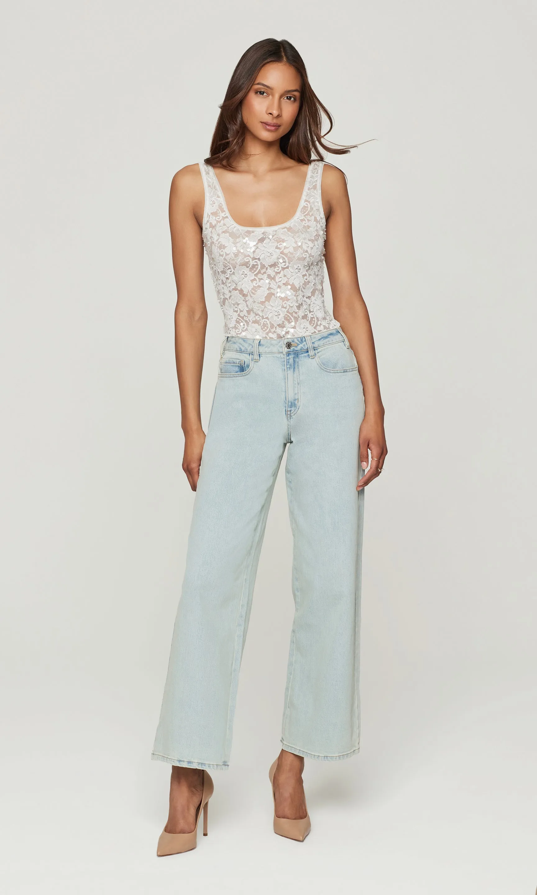 Dina Sequin Lace Bodysuit sold by Generation Love product image thumbnail 4