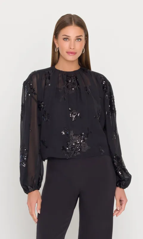 Shea Floral Sequin Georgette Blouse made by Generation Love