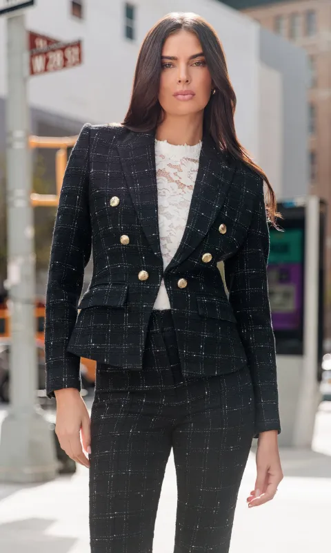 Elsa Windowpane Tweed Blazer made by Generation Love