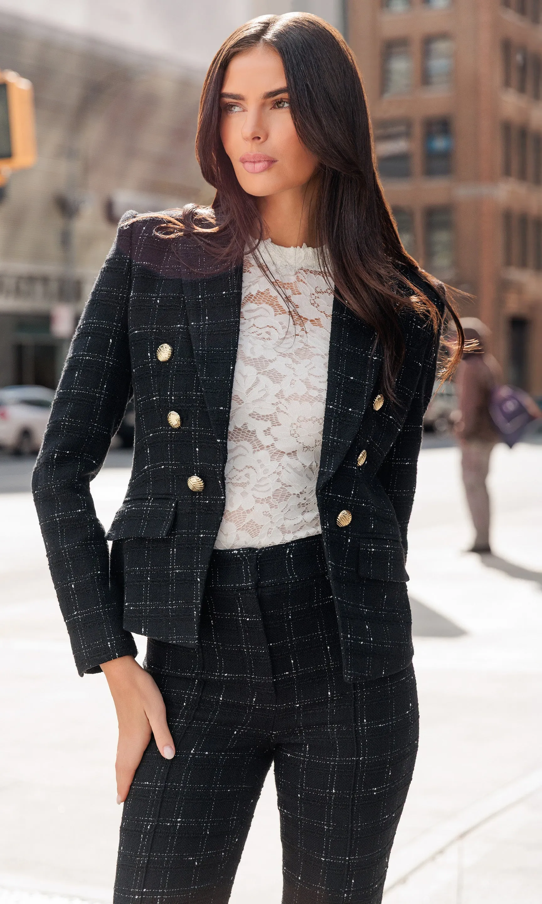 Elsa Windowpane Tweed Blazer sold by Generation Love product image thumbnail 4