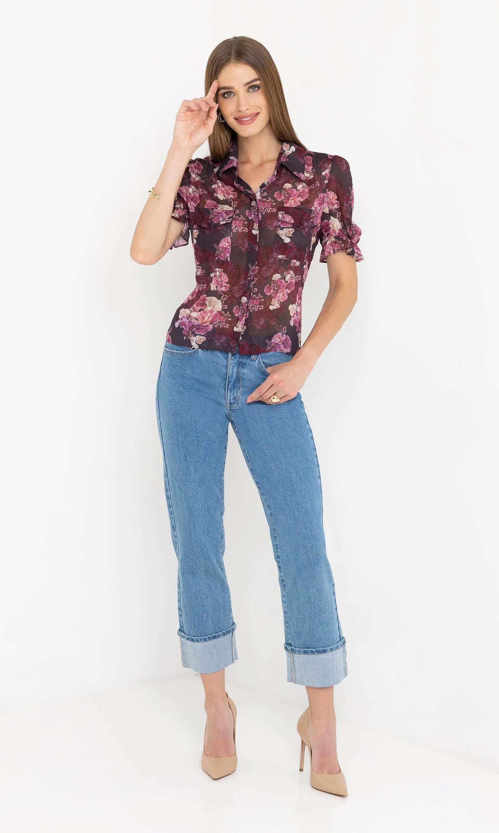 Mina Floral Georgette Shirt sold by Generation Love product image thumbnail 4