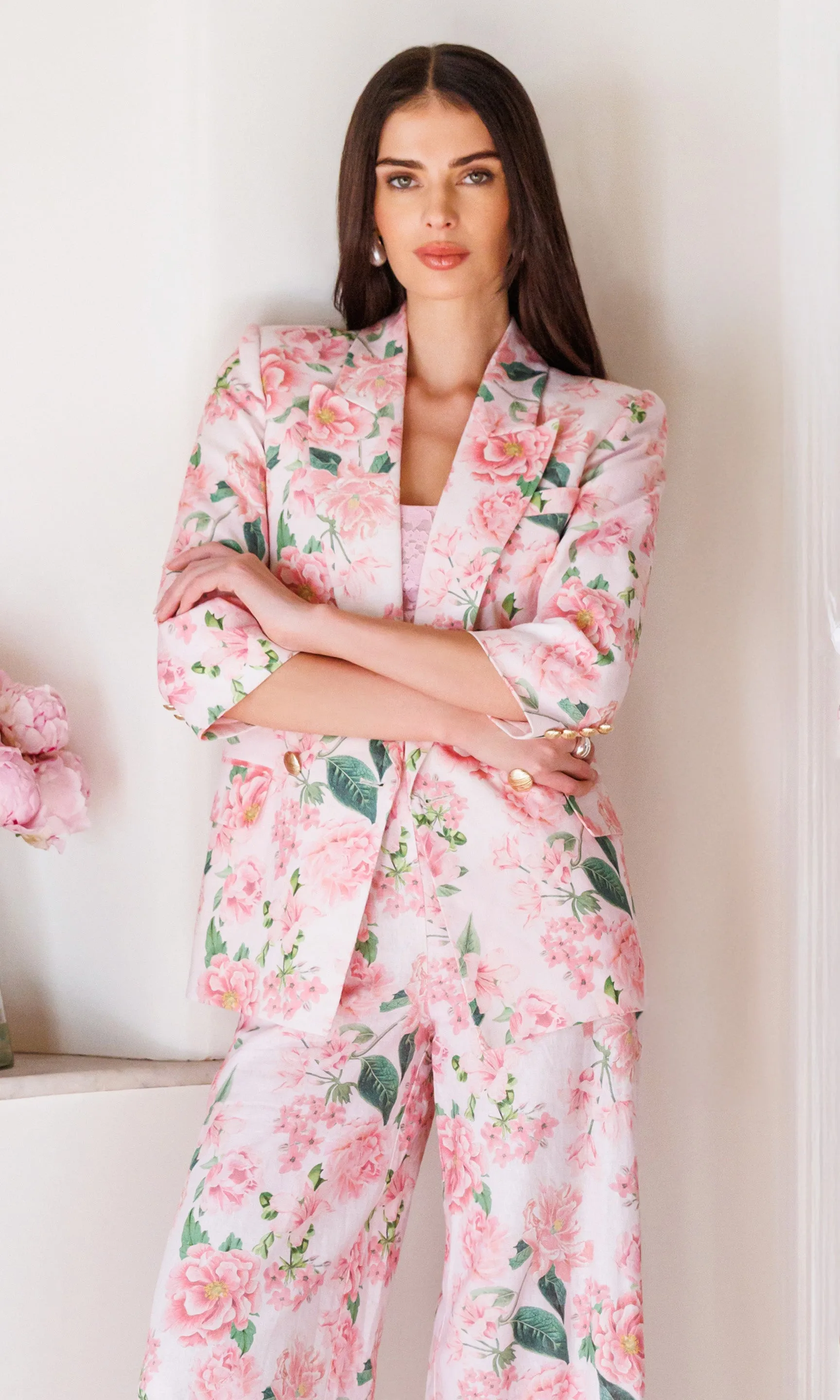 Maren Floral Linen Blazer sold by Generation Love