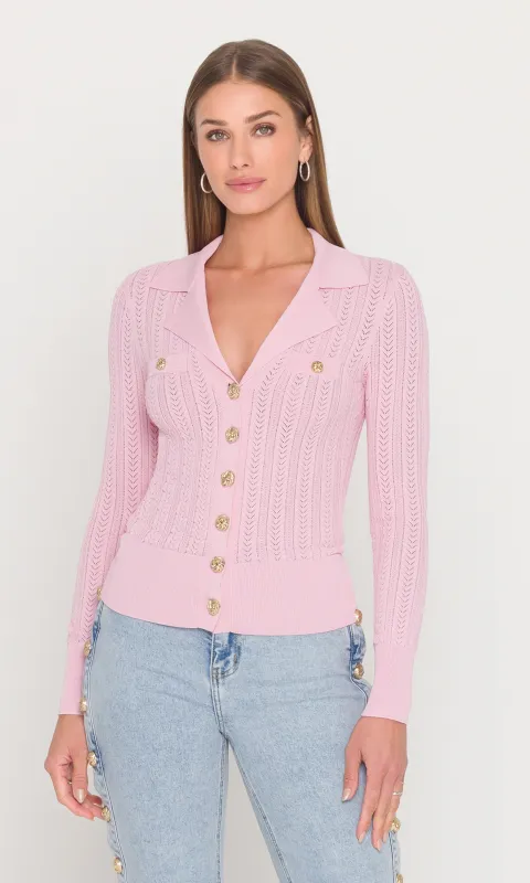 Charlotte Pointelle Rib Cardigan made by Generation Love