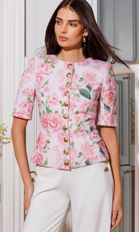 Adriana Floral Linen Jacket made by Generation Love