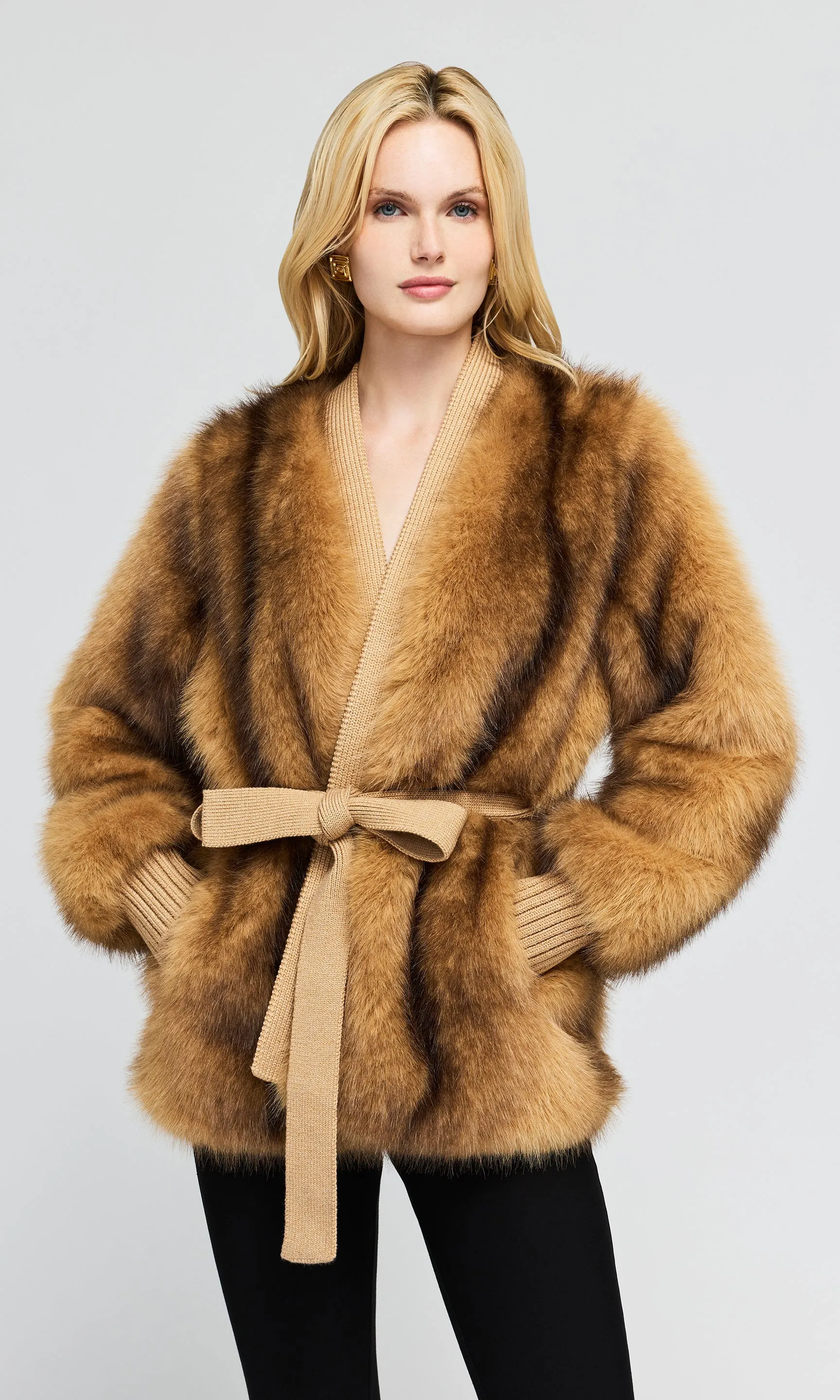 Heloise Faux Fur Belted Wrap Jacket sold by Generation Love product image thumbnail 5