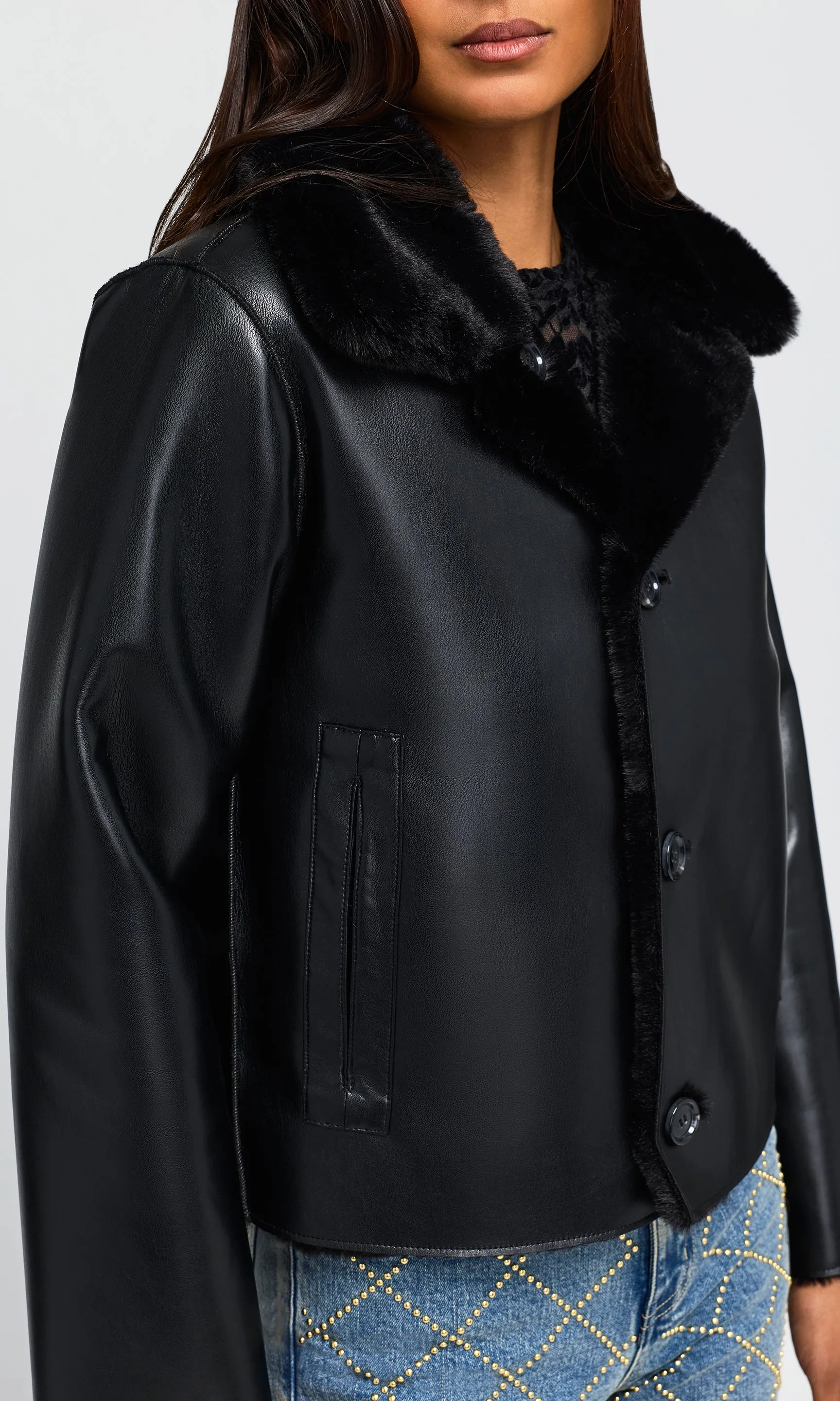 Delphine Reversible Faux Fur Shearling Jacket sold by Generation Love product image thumbnail 4