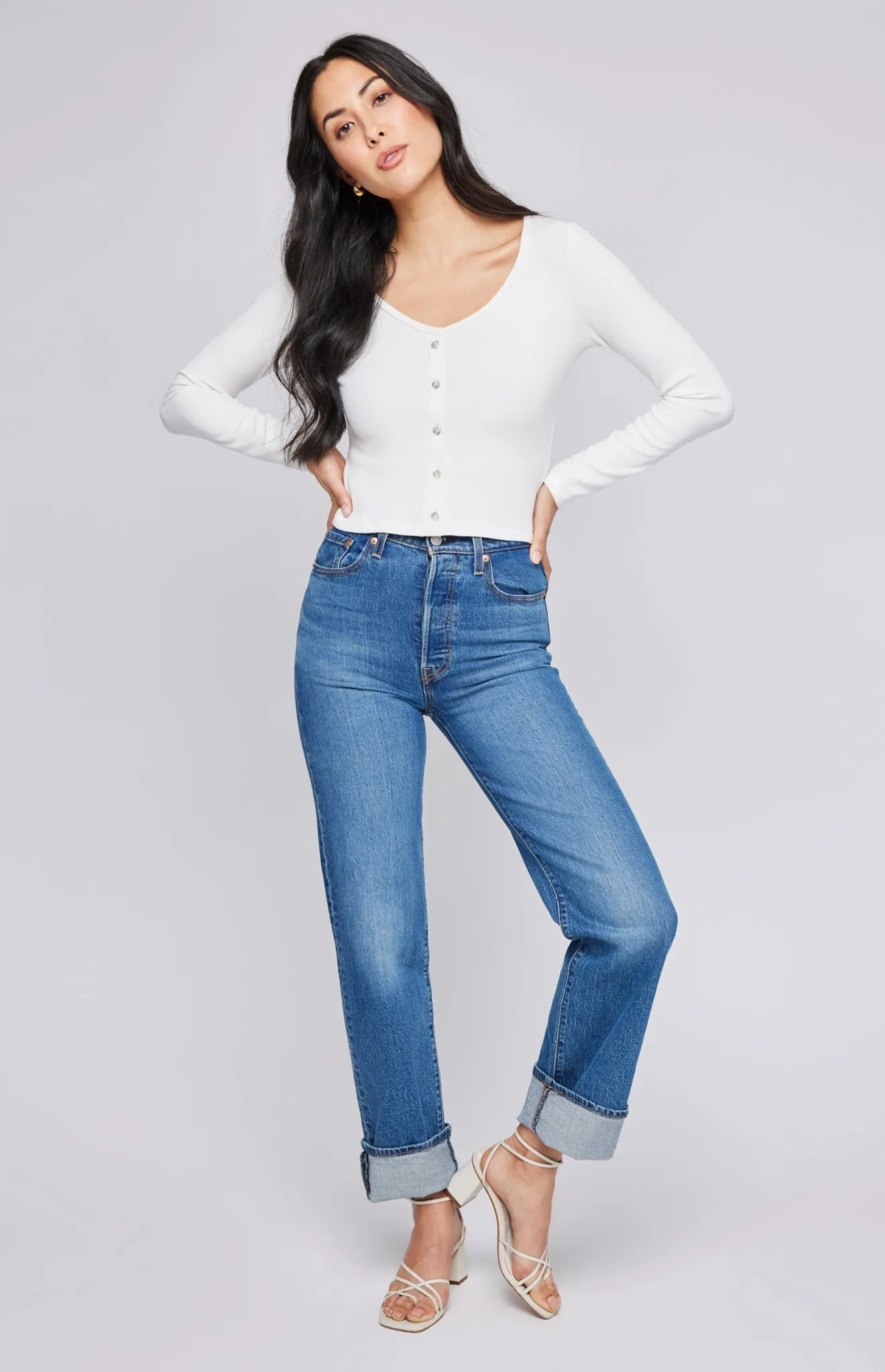 Zahara Ribbed V-Neck Top sold by Gentle Fawn