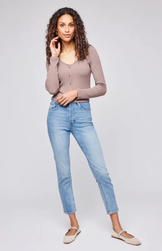 Zahara Ribbed V-Neck Top sold by Gentle Fawn