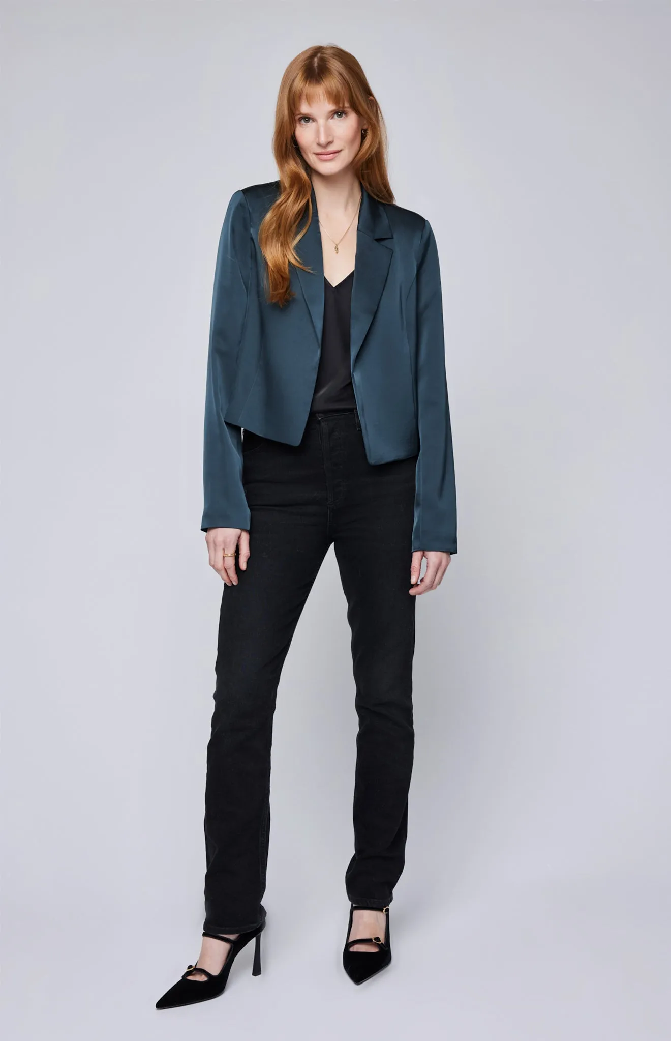 Natalie Satin Blazer sold by Gentle Fawn