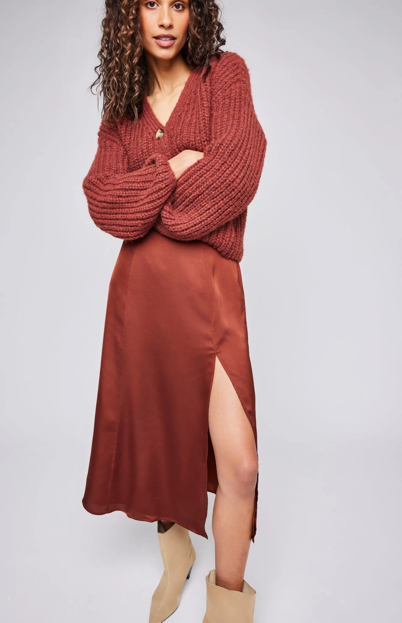 Lindy Satin Midi Skirt sold by Gentle Fawn product image thumbnail 3