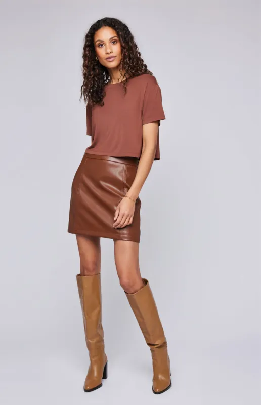Chrissy Vegan Leather Mini Skirt made by Gentle Fawn