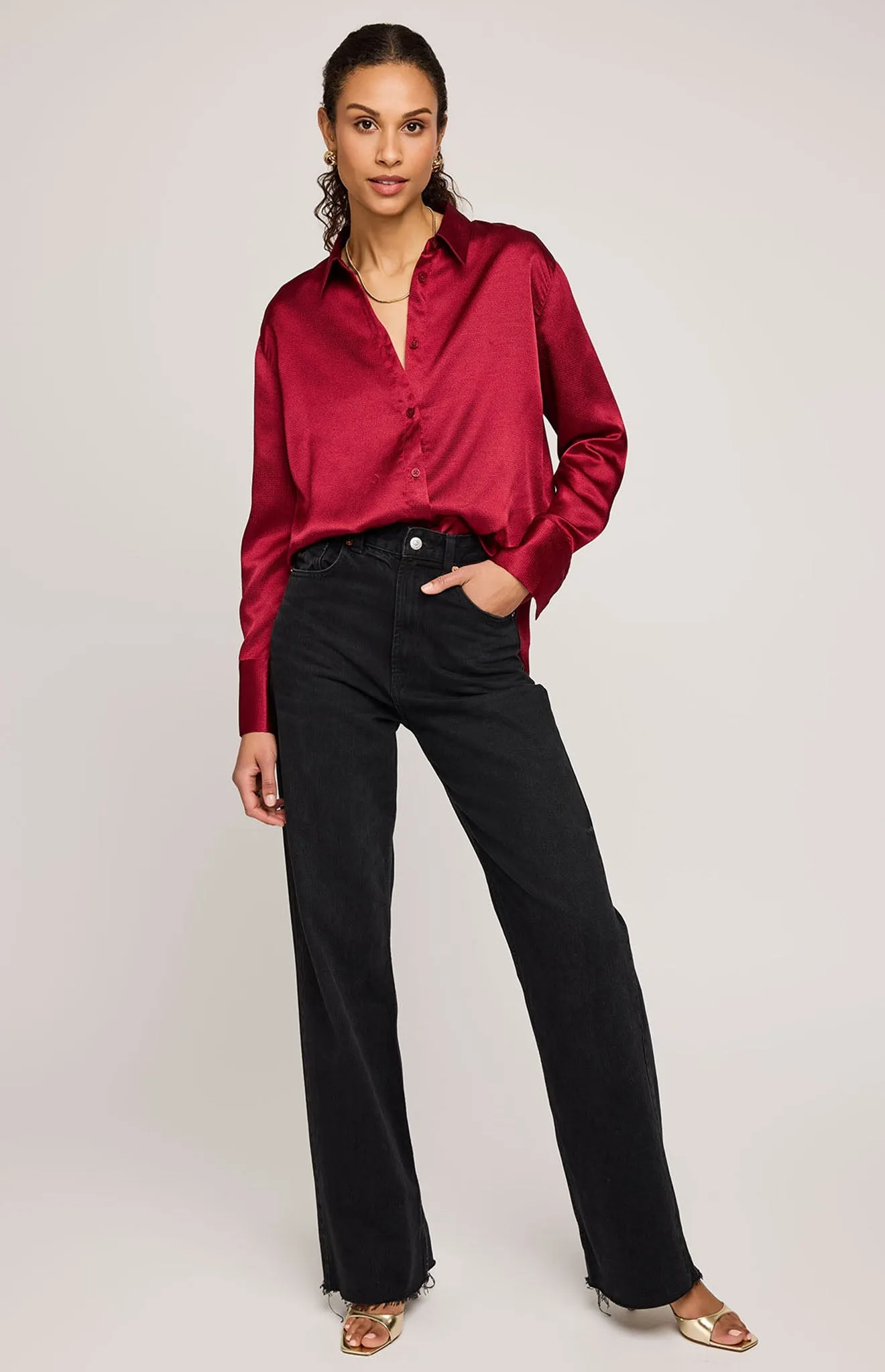 Simone Satin Button Down Shirt sold by Gentle Fawn product image thumbnail 2