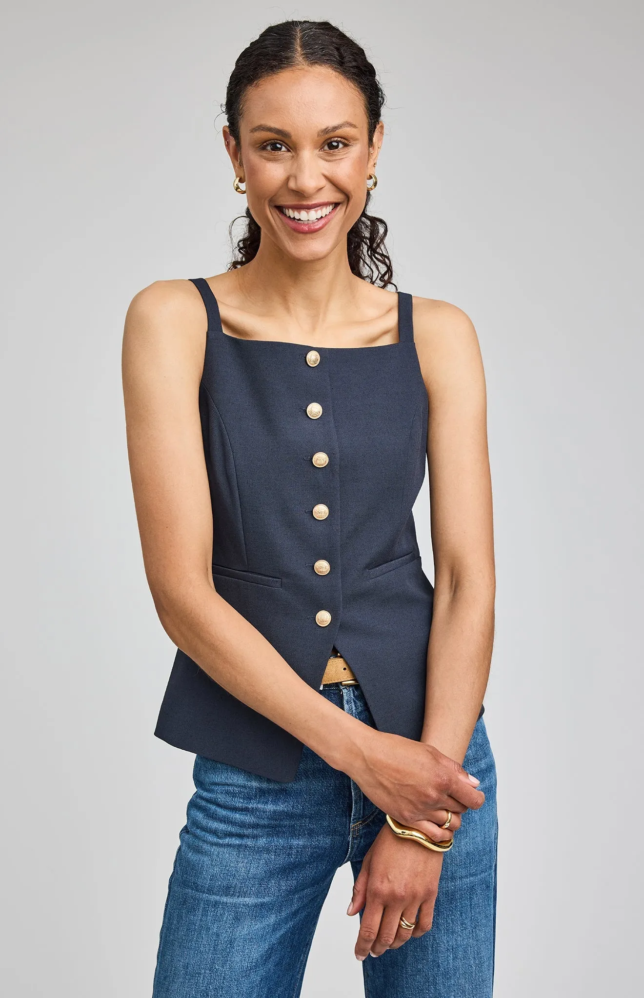 Harper Button Down Vest sold by Gentle Fawn