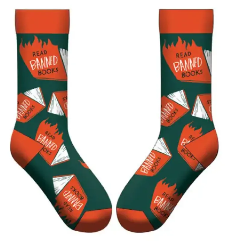 Banned Books (flames) Socks Prepack sold by Gibbs Smith