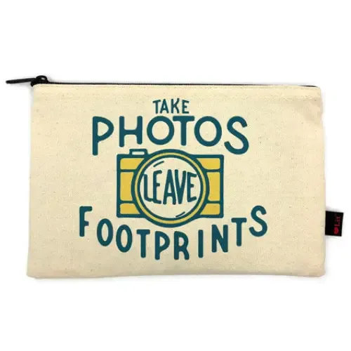 Take Photos, Leave Footprints Pencil Pouch sold by Gibbs Smith