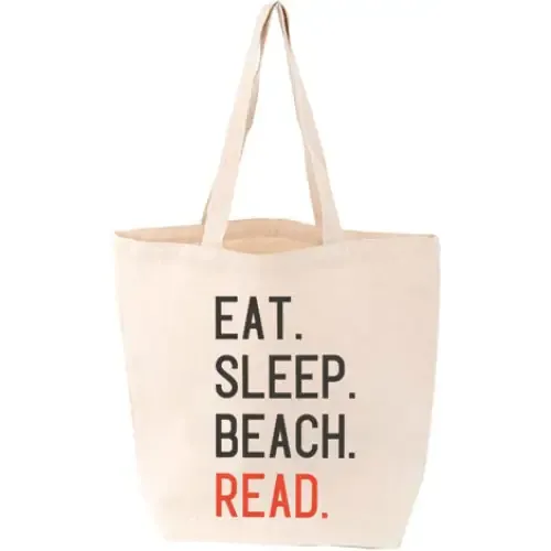 Eat. Sleep. Beach. Read. Tote sold by Gibbs Smith