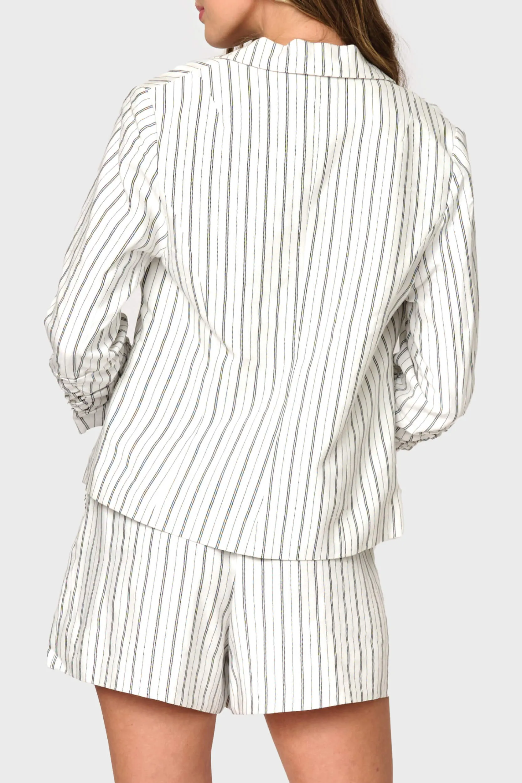 Notch Collar Pinstripe Linen Blazer sold by Gibsonlook product image thumbnail 3