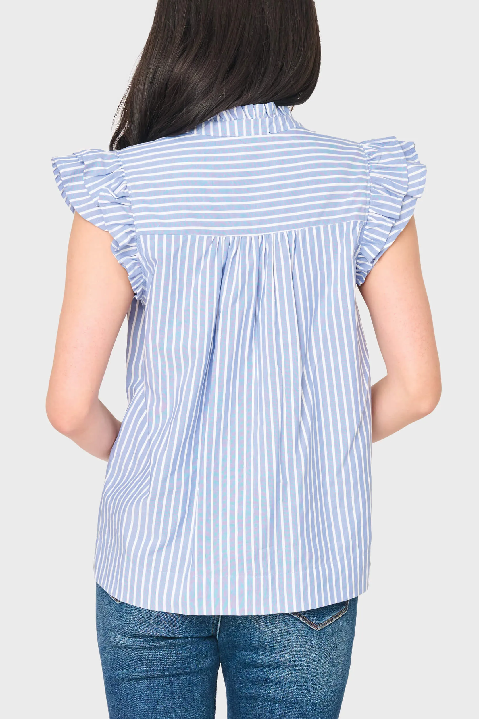 Flutter Sleeve V-Neck Stripe Top sold by Gibson product image thumbnail 3