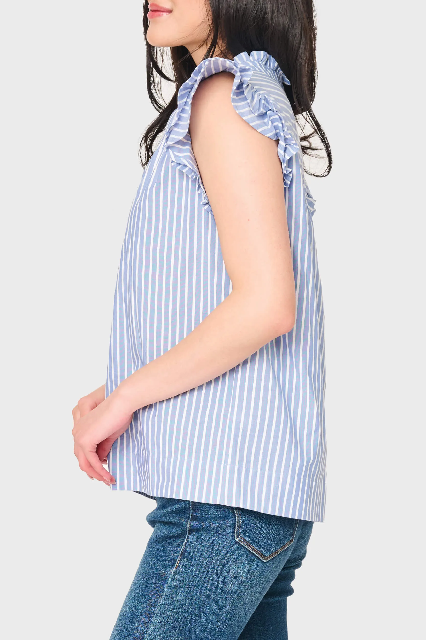 Flutter Sleeve V-Neck Stripe Top sold by Gibson product image thumbnail 2