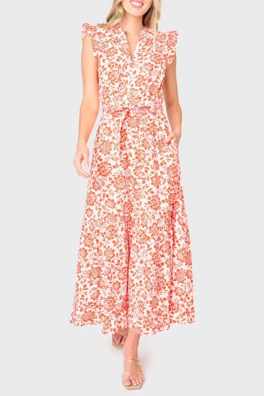 Notch Neck Flutter Sleeve Maxi Dress made by Gibsonlook