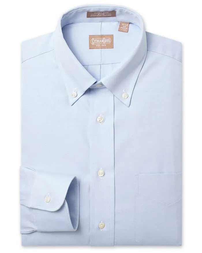 Button Down Pinpoint Light Blue - Tailored sold by Gitman Brothers