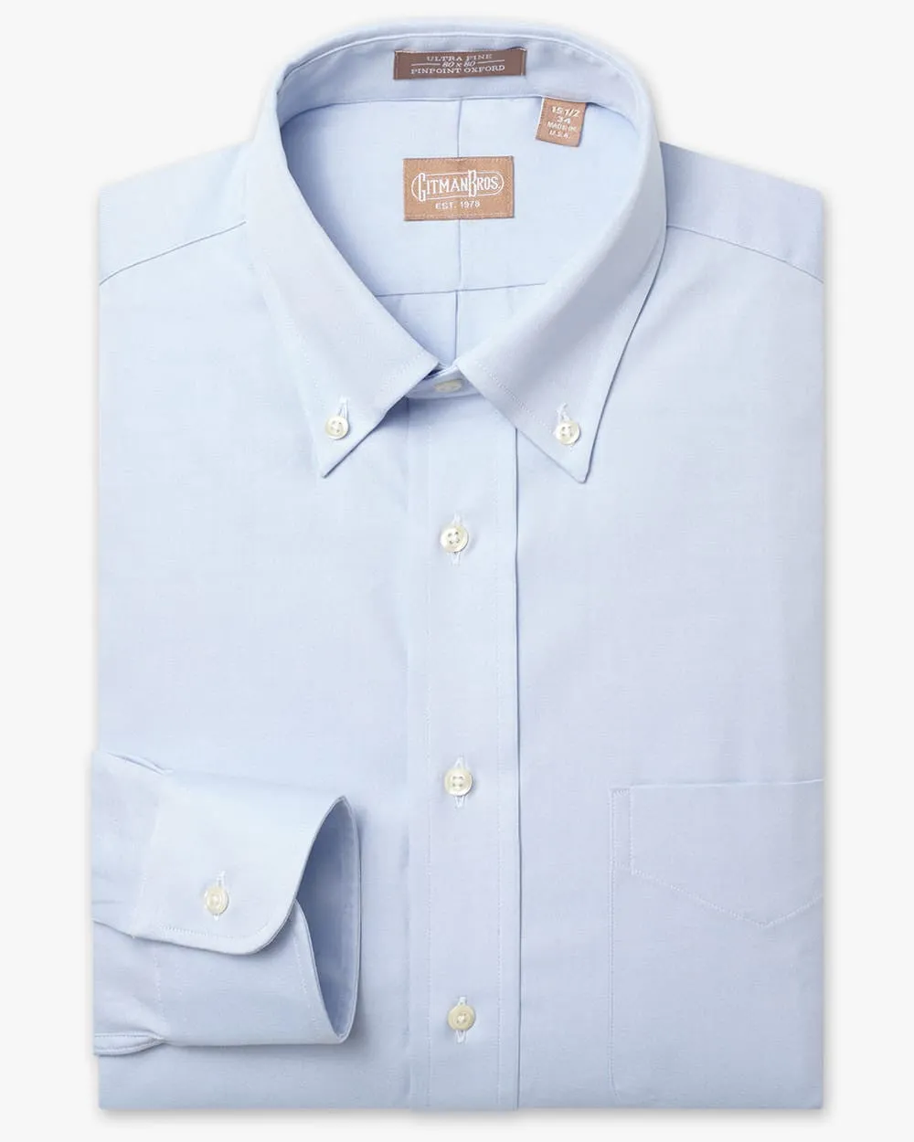 Button Down Pinpoint Light Blue - Tailored sold by Gitman Brothers product image thumbnail 2