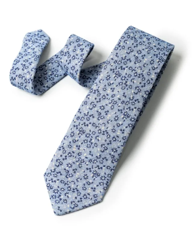 Light Blue Linen/Rayon Floral Neat Tie sold by Gitman Brothers