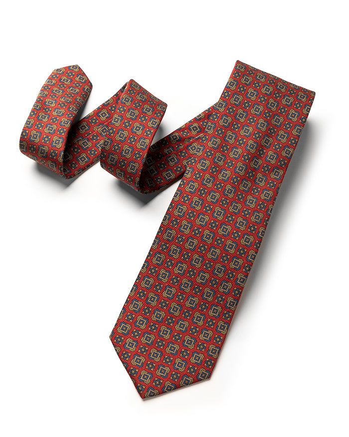 Red Micro Medallion Tie sold by Gitman Brothers