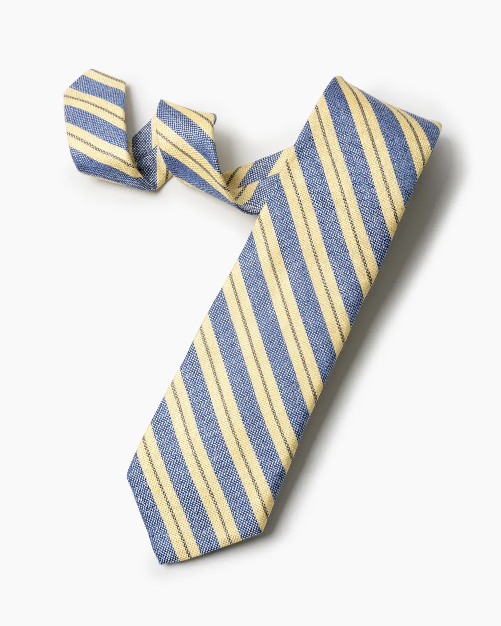 Yellow Silk/Linen Regimental Stripe Tie sold by Gitman Brothers product image thumbnail 2