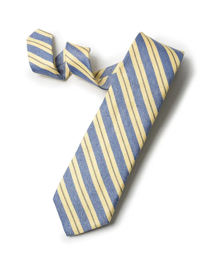 Yellow Silk/Linen Regimental Stripe Tie sold by Gitman Brothers