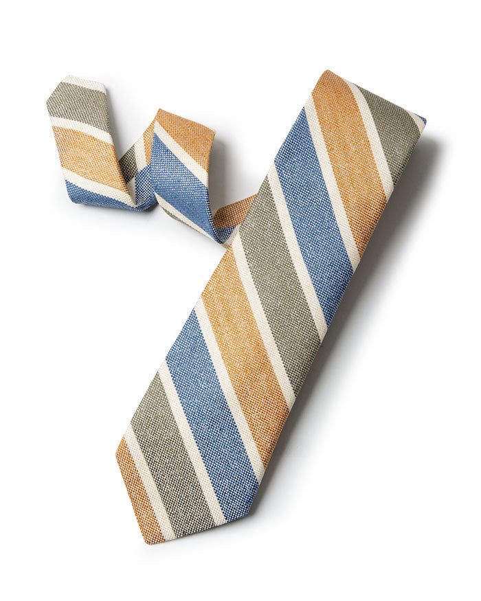 Multi Silk/Linen Regimental Stripe Tie sold by Gitman Brothers