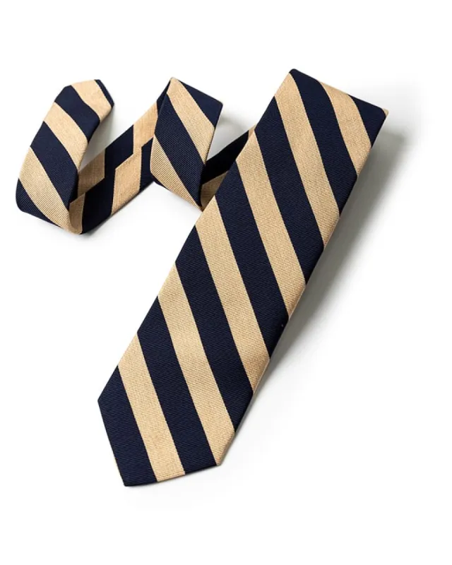Navy Silk/Cotton Regimental Stripe Tie sold by Gitman Brothers