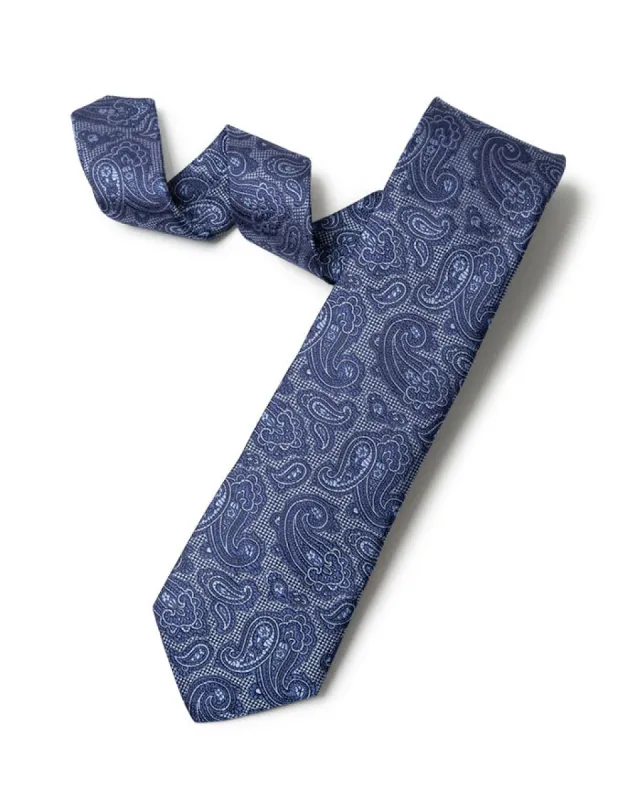 Navy Woven Paisley Tie sold by Gitman Brothers